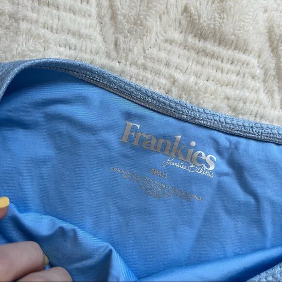 Frankie's Bikinis Grotto High Waisted Metallic Swimsuit Bottoms in Lagoon - Picture 5 of 6